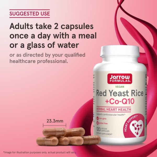 Jarrow Formulas Red Yeast Rice 1200 mg & Co-Q10 100 mg Per Serving - 120 Veggie Caps - 60 Servings - Herbal Heart Health Dietary Supplement - Supports Cardiovascular & Heart Health - Vegan - Image 7