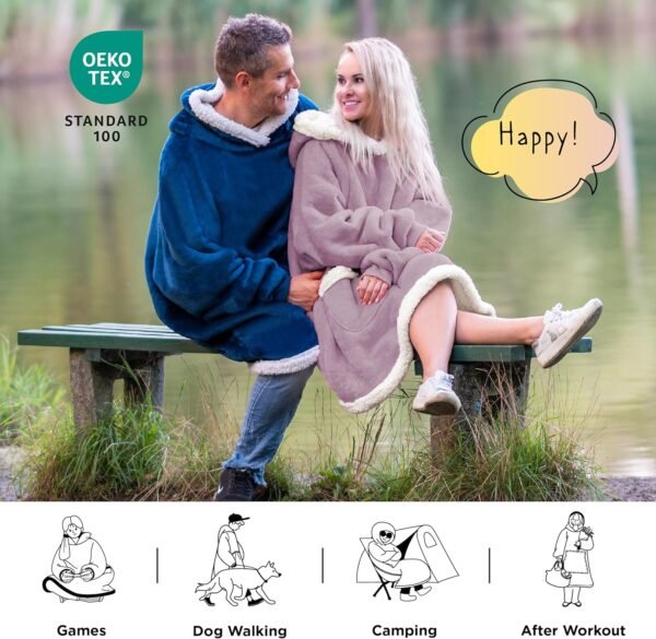 Bedsure Blanket Hoodie, Wearable Blanket for Adults & Kids as Birthday Gifts for Women Men, Father Day Gifts for Mom Dad Hoodie, Lavender, Standard - Image 4