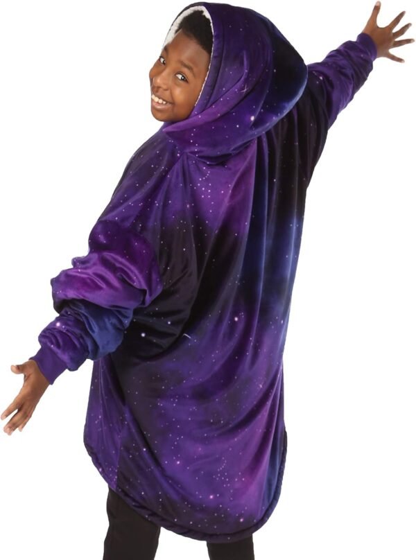 THE COMFY Original Jr | Oversized Sherpa Fleece Wearable Blanket for Kids with Hood & Pocket | Seen on Shark Tank - Image 4