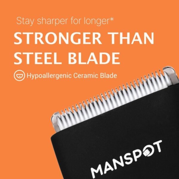MANSPOT Manscape Groin & Body Hair Trimmer for Men, Electric Ball Pubic Trimmer Shaver,Manscape Kit with 4 Guard,Replaceable Ceramic Blade Heads,Waterproof Wet/Dry Shaver,90 Minutes Shaving - Image 3