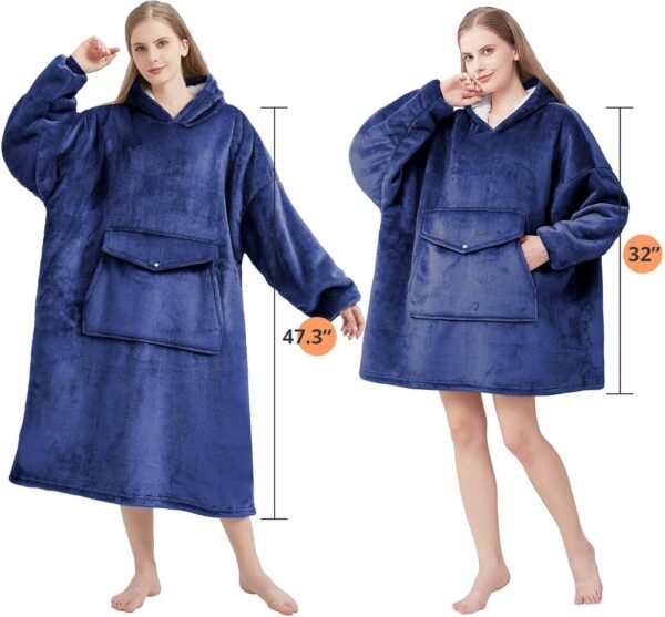 YUGYVOB Blanket Hoodie Oversized Sherpa, Wearable Blanket Warm & Cozy, Sweatshirt with Gaint Pocket, Gifts for Women, Men - Image 5