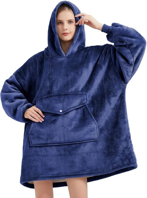 YUGYVOB Blanket Hoodie Oversized Sherpa, Wearable Blanket Warm & Cozy, Sweatshirt with Gaint Pocket, Gifts for Women, Men - Image 8