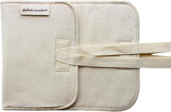 Compress Pad for Castor Oil Pack Unbleached Organic Cotton Flannel 100% Natural Material 32x16cm with Cotton Ties - Image 3