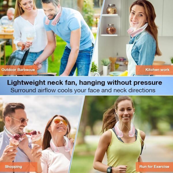 AI Neck Fan, 6 Speeds Adjustable Portable Personal Fan Rechargeable, 6000 mAh Battery Faster Cooling Wearable, Ultra Quiet for Home, Office, Travel, Outdoor - Image 7
