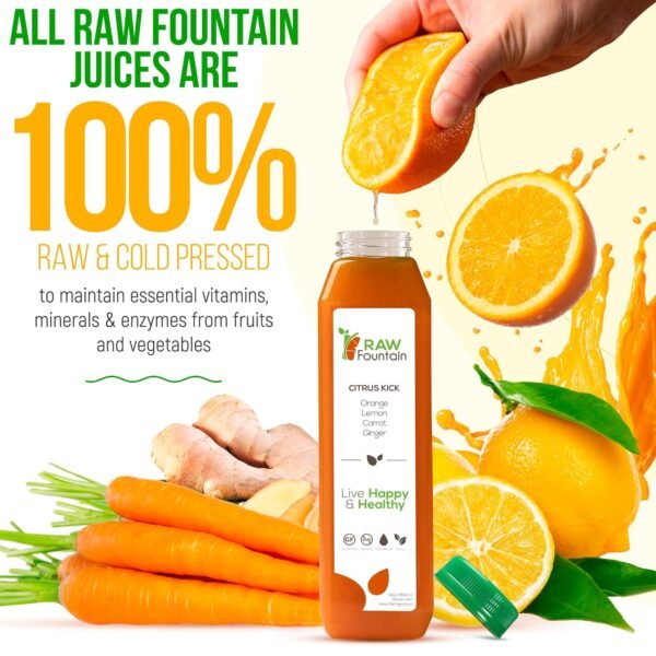 7 Day Juice Cleanse by Raw Fountain, All Natural Raw Detox Cleanse, Juicing for Body Rest, Cold Pressed Juice Fast, Great Way to Jumpstart a Healthy Diet, 42 Bottle 12oz, 7 Ginger Shots - Image 4