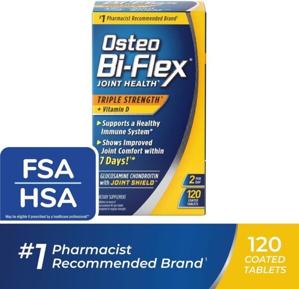 Osteo Bi-Flex Triple Strength with Vitamin D Glucosamine Chondroitin Joint Health Supplement, Coated Tablets, Red, 120 Count - Image 7