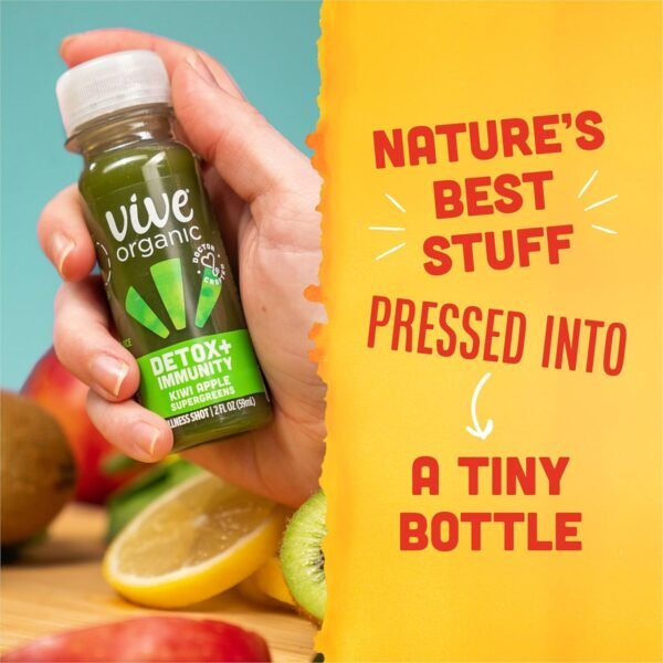 Vive Organic Detox + Immunity Kiwi Apple Wellness Shot, 2 fl oz Bottle - Image 4