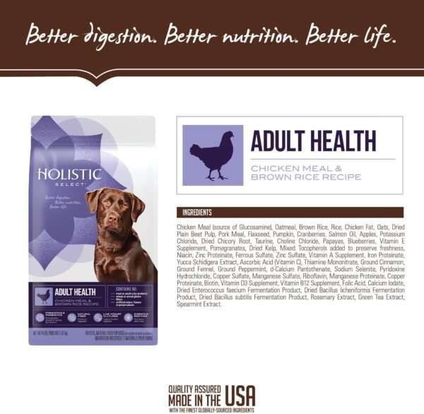 Holistic Select Natural Dry Dog Food, Chicken Meal & Rice Recipe, 30-Pound Bag - Image 4