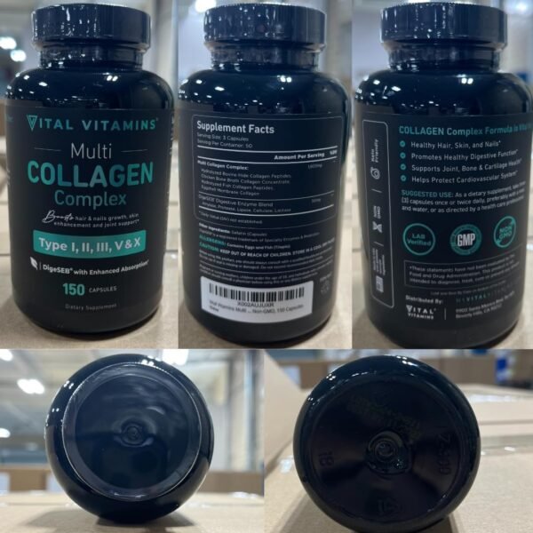 Vital Vitamins Multi Collagen for Women & Men - Type I, II, III, V, X - Grass Fed, Non-GMO - 150 Capsules - Image 7