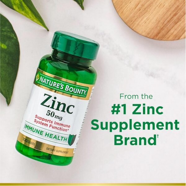 Nature's Bounty Zinc, Immune Support, 50 mg, Caplets, 100 Ct - Image 4