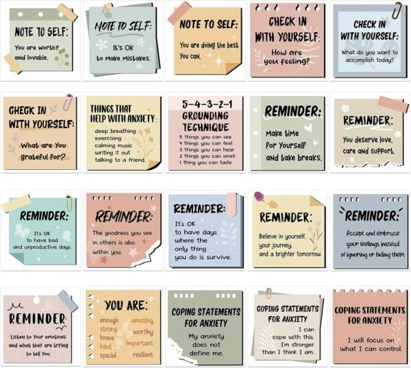 300 Pcs Mental Health Stickers Motivational Affirmation Stickers Mental Health Awareness Items Positive Waterproof Laptop Water Bottle Reminder Feelings Decor for Adult Employees(Warm Color)