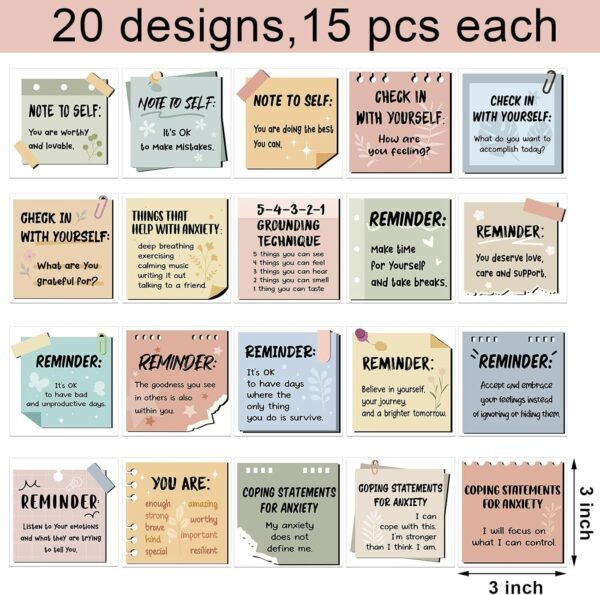 300 Pcs Mental Health Stickers Motivational Affirmation Stickers Mental Health Awareness Items Positive Waterproof Laptop Water Bottle Reminder Feelings Decor for Adult Employees(Warm Color) - Image 2