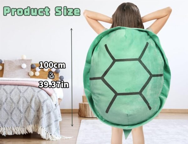 40 Inch Wearable Turtle Shell Pillows Tortoise Shell Plush Turtle Stuffed Animal Dress Up Cushion Costume for Adlut - Image 2
