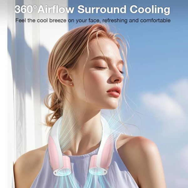 AI Neck Fan, 6 Speeds Adjustable Portable Personal Fan Rechargeable, 6000 mAh Battery Faster Cooling Wearable, Ultra Quiet for Home, Office, Travel, Outdoor - Image 2