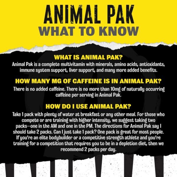 Animal Pak - Convenient Multivitamin for Men & Women Daily All-in-One Vitamin & Supplement Pack - Zinc, Vitamins C, B, D, Amino Acids, and Immune Support - Sports Nutrition Performance - 44 Count - Image 2