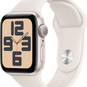 Apple Watch SE (2nd Gen) [GPS 40mm] Smartwatch with Starlight Aluminum Case with Starlight Sport Band S/M. Fitness and Sleep Trackers, Crash Detection, Heart Rate Monitor, Retina Display