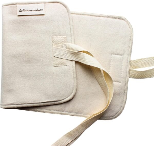 Compress Pad for Castor Oil Pack Unbleached Organic Cotton Flannel 100% Natural Material 32x16cm with Cotton Ties