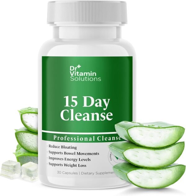 DR VITAMIN SOLUTIONS 15 Day Cleanse Gut Support - Detox Cleanse for Weight Management - All Natural Colon Cleanser for Bloating and Constipation Relief - Extra Calorie Loss with Probiotics - 30 Caps