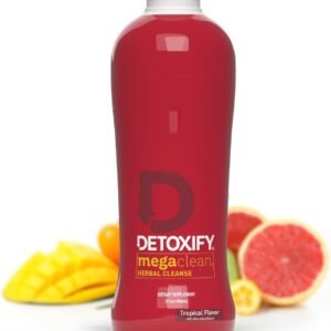 Detoxify Mega Clean Herbal Cleanse – Tropical – 32 oz – Professionally Formulated Herbal Detox Drink – Enhanced with Milk Thistle, Ginseng Root & Guarana Seed – Plus Sticker