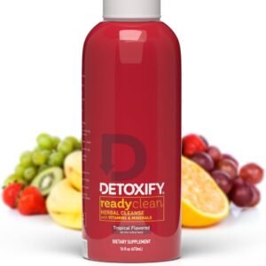Detoxify – Ready Clean Herbal Cleanse – Tropical – 16 oz – Professionally Formulated Herbal Detox Drink – Enhanced with Milk Thistle Seed Extract & Burdock Root Extract – Plus Sticker.