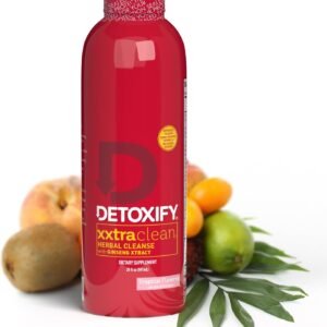 Detoxify – Xxtra Clean Herbal – Tropical Fruit Flavor - 20 oz – Professionally Formulated Extra Strength Herbal Detox Drink – Enhanced with Ginseng Extract & Milk Thistle Extract - Plus Sticker
