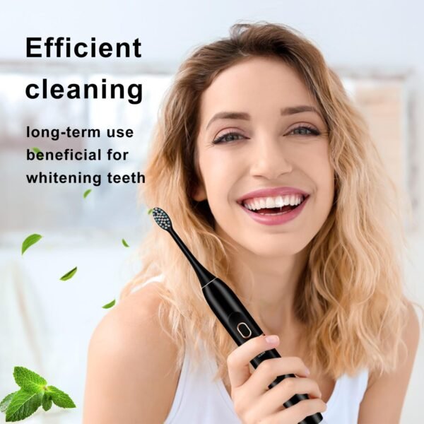 Electric Toothbrush Set, Comes with 8 Brush Heads & Travel Case,4 Modes with 2 Minutes Built in Smart Timer, One Charge for 60 Days, 42000 VPM Motor (Black) - Image 2
