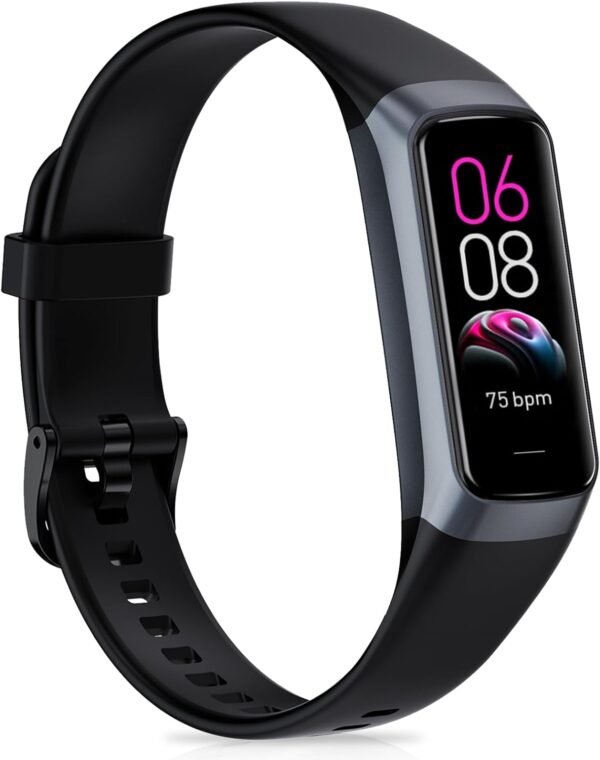 Fitness Tracker with Heart Rate, Blood Pressure, Sleep Tracking, Calorie Tracking, Activity Tracker with 1.1" AMOLED Color Screen, Waterproof Step Tracker for Android iPhones Women Men
