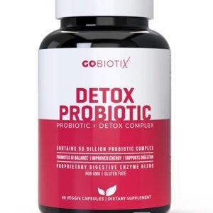 GOBIOTIX Detox Probiotic Supplement for Digestive Health - Milk Thistle, Turmeric, and Dandelion Root, Enzymes for Gut Health - 50 Billion CFU - 60 Capsules