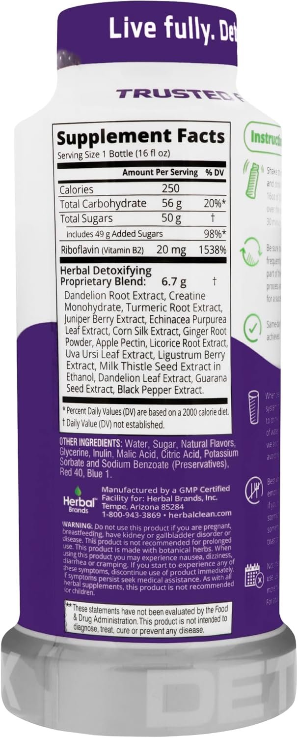 Herbal-Clean-QCarbo16-Same-Day-Detox-Drink-Grape-Flavor-16-fl-oz.jpg Herbal Clean - QCarbo16 Same-Day Detox Drink, Grape Flavor, (16 fl oz) - Image 2
