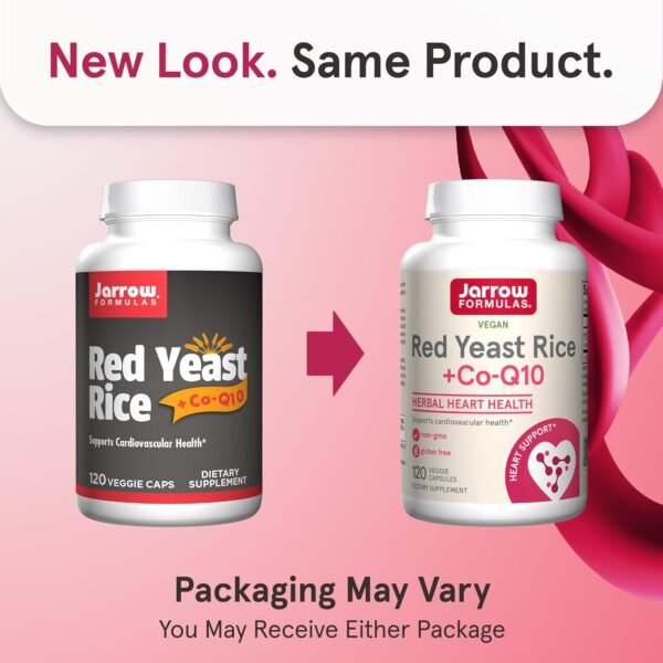 Jarrow Formulas Red Yeast Rice 1200 mg & Co-Q10 100 mg Per Serving - 120 Veggie Caps - 60 Servings - Herbal Heart Health Dietary Supplement - Supports Cardiovascular & Heart Health - Vegan - Image 2