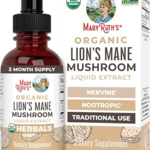 MaryRuth Organics Lions Mane Mushroom Supplement, Upto 2 Month Supply, Nootropic USDA Organic Lions Mane Extract Nervine Herbal Liquid Drops, Brain Health Non-GMO Vegan Alcohol Free Tincture, 1 Fl Oz