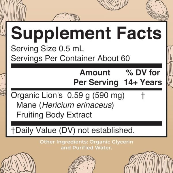 MaryRuth Organics Lions Mane Mushroom Supplement, Upto 2 Month Supply, Nootropic USDA Organic Lions Mane Extract Nervine Herbal Liquid Drops, Brain Health Non-GMO Vegan Alcohol Free Tincture, 1 Fl Oz - Image 2