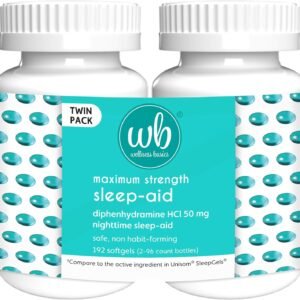 Maximum Strength Sleep-Aid - Diphenhydramine HCL (96 Count Softgel - Twin Pack) Relieves Occasional Sleeplessness - Non-Habit Forming