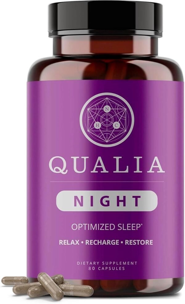 NEUROHACKER COLLECTIVE Qualia Night Sleep Aid | Non-Habit Forming | Science-Backed Supplement for Deep Refreshing Sleep | Melatonin-Free, Vegan, Non-GMO, Gluten-Free 80 Count | (1 Month Supply)