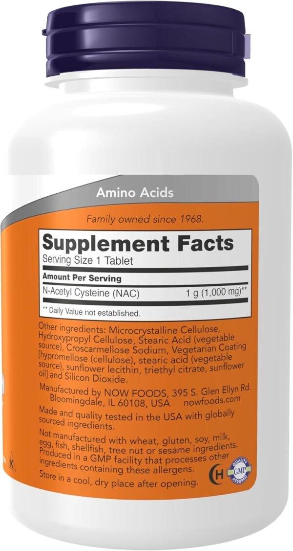 NOW Foods Supplements, NAC (N-Acetyl-Cysteine) 1,000 mg, Free Radical Protection*, 120 Tablets - Image 2