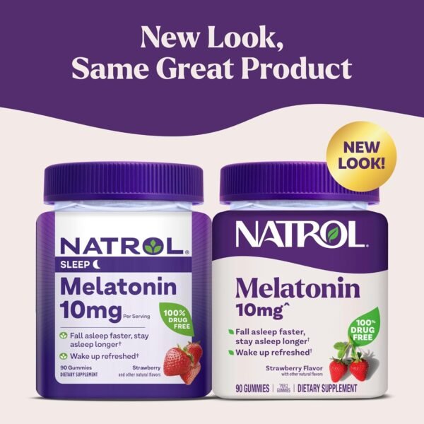 Natrol Melatonin Gummies, Sleep Support, 90 Strawberry-Flavored Adult Melatonin Gummies, 10 mg Sleep Aids for Adults - Image 2