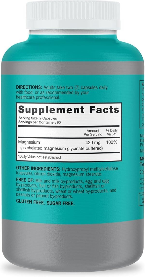 Qunol Magnesium Capsules 420mg, 100% DV, High Absorption Magnesium Supplement, Extra Strength, Bone and Muscle Health Supplement, 180 Count - Image 2