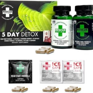 Rescue Detox 5 Day Permanent Detox Kit - 72ct Capsules | Comprehensive Full Body Cleanse with Bonus Instant ICE Caps