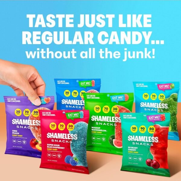 Shameless Snacks - Healthy Low Calorie Snacks, Low Carb Keto Gummies (Gluten Free Candy) - 6 Pack Super Variety Pack - Image 2