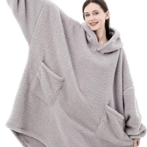 Sherpa Wearable Blanket Hoodie Gifts for Women, Cozy Warm Oversized Hoodie Blanket Sweater with Pockets for Adults