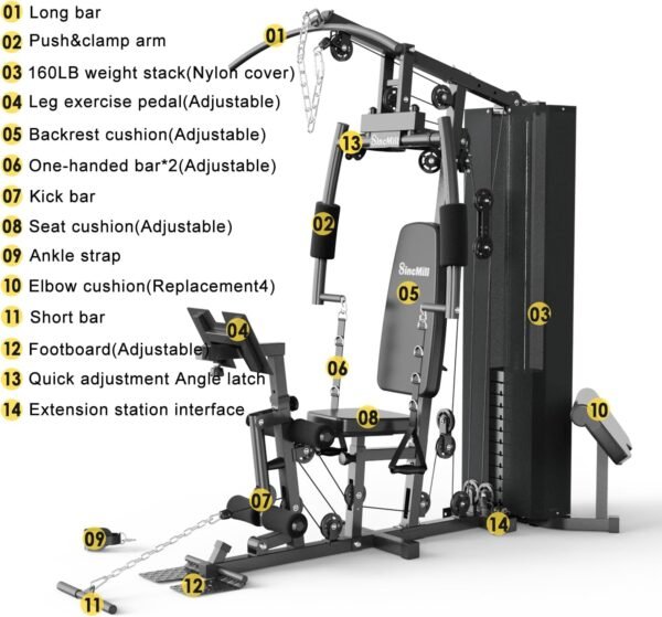 SincMill Home Gym Multifunctional Full Body Workout Equipment for Home Exercise Fitness
