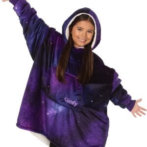 THE COMFY Original Jr | Oversized Sherpa Fleece Wearable Blanket for Kids with Hood & Pocket | Seen on Shark Tank