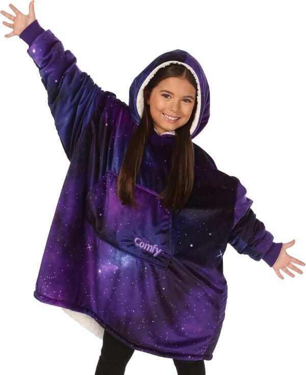 THE COMFY Original Jr | Oversized Sherpa Fleece Wearable Blanket for Kids with Hood & Pocket | Seen on Shark Tank
