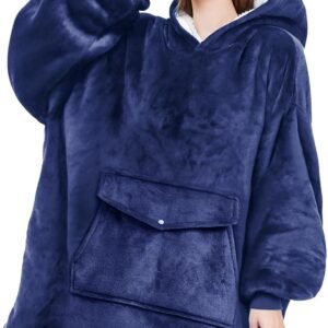 YUGYVOB Blanket Hoodie Oversized Sherpa, Wearable Blanket Warm & Cozy, Sweatshirt with Gaint Pocket, Gifts for Women, Men