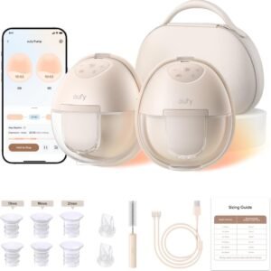 eufy Heated Wearable Breast Pump S1 Pro, Slim Hands-Free Breast Pump with Industry-Leading HeatFlow™ Tech, Wireless Charging Case, App-Controlled OptiRhythm™, Hospital-Grade Suction, in-Bra Use